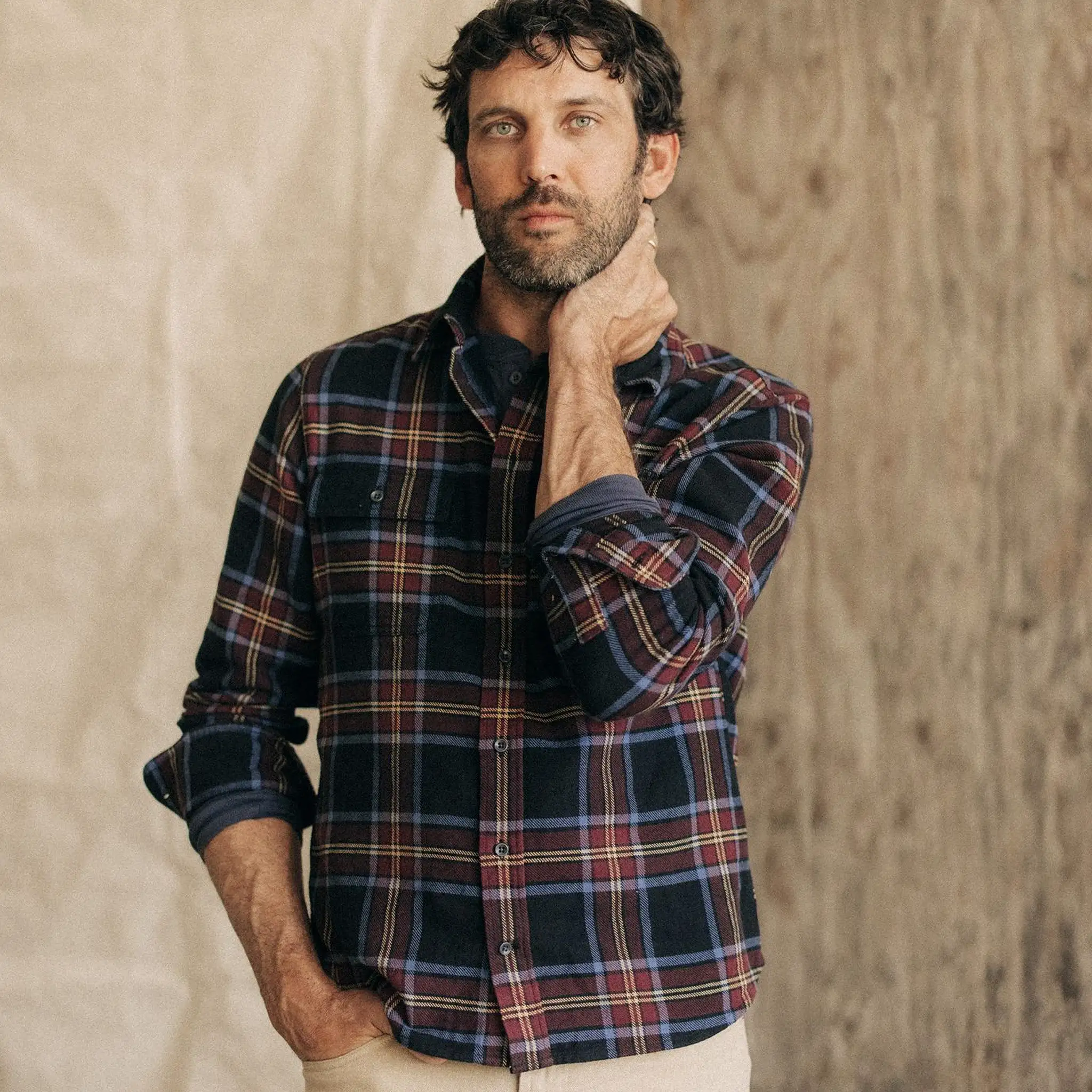 The Ledge Shirt in Dark Navy Plaid