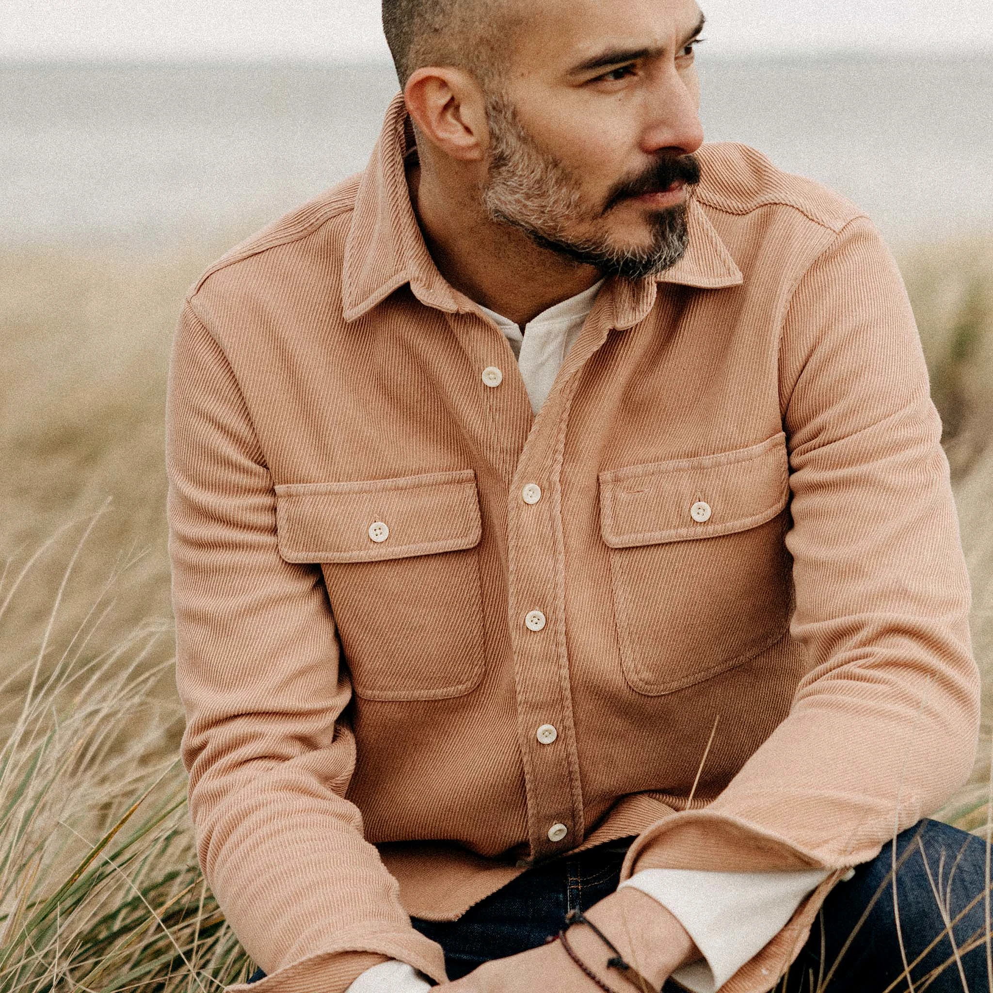 The Ledge Shirt in Dusty Coral Twill