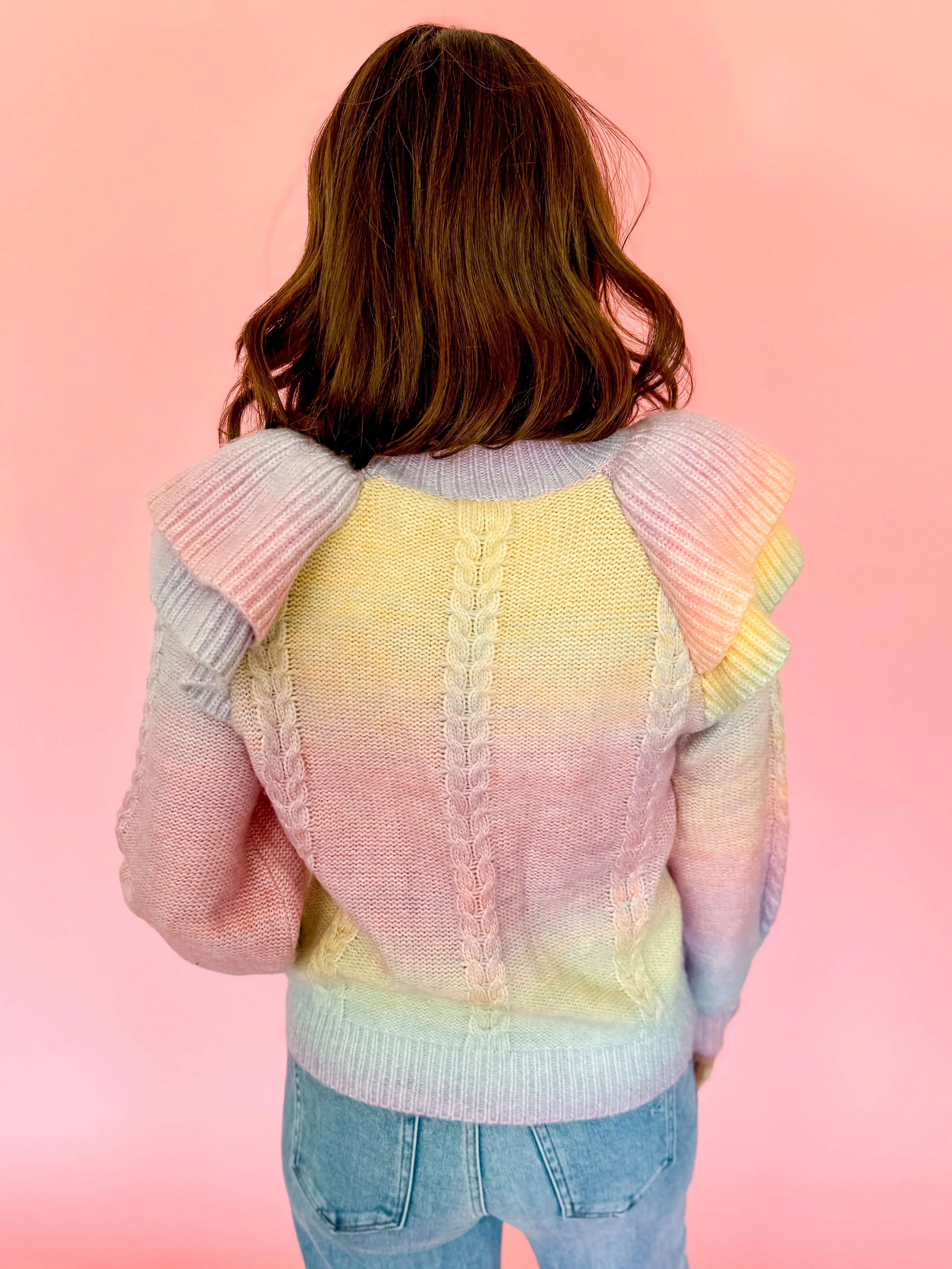 THML Pastel Ruffle Sleeve Sweater