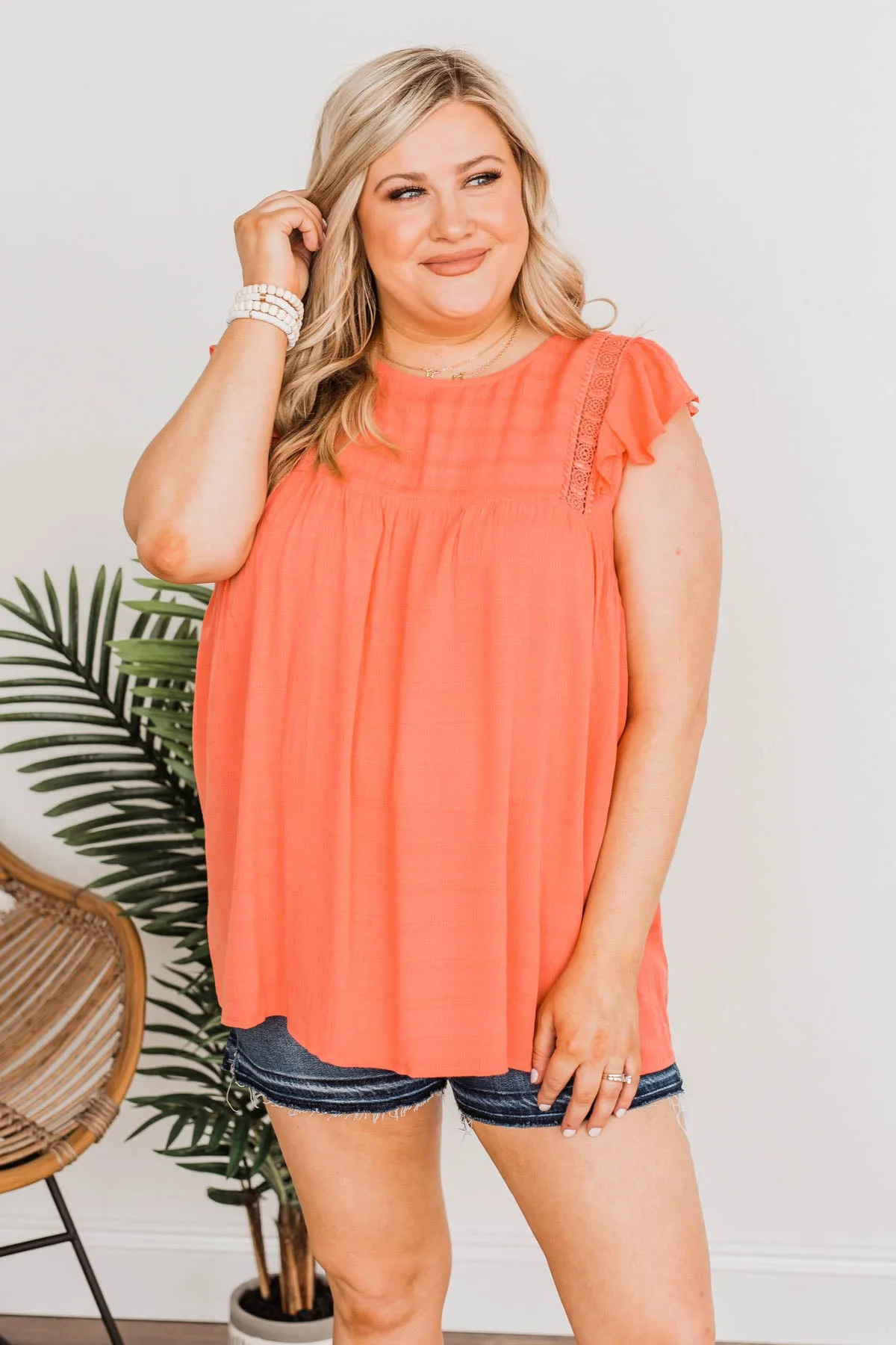 Tranquil Days Sleeveless Blouse- Coral