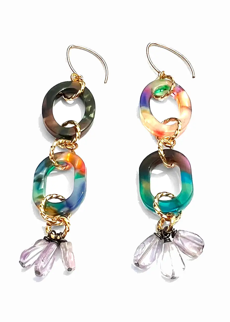 Tropical Lavender Double Drop Earrings