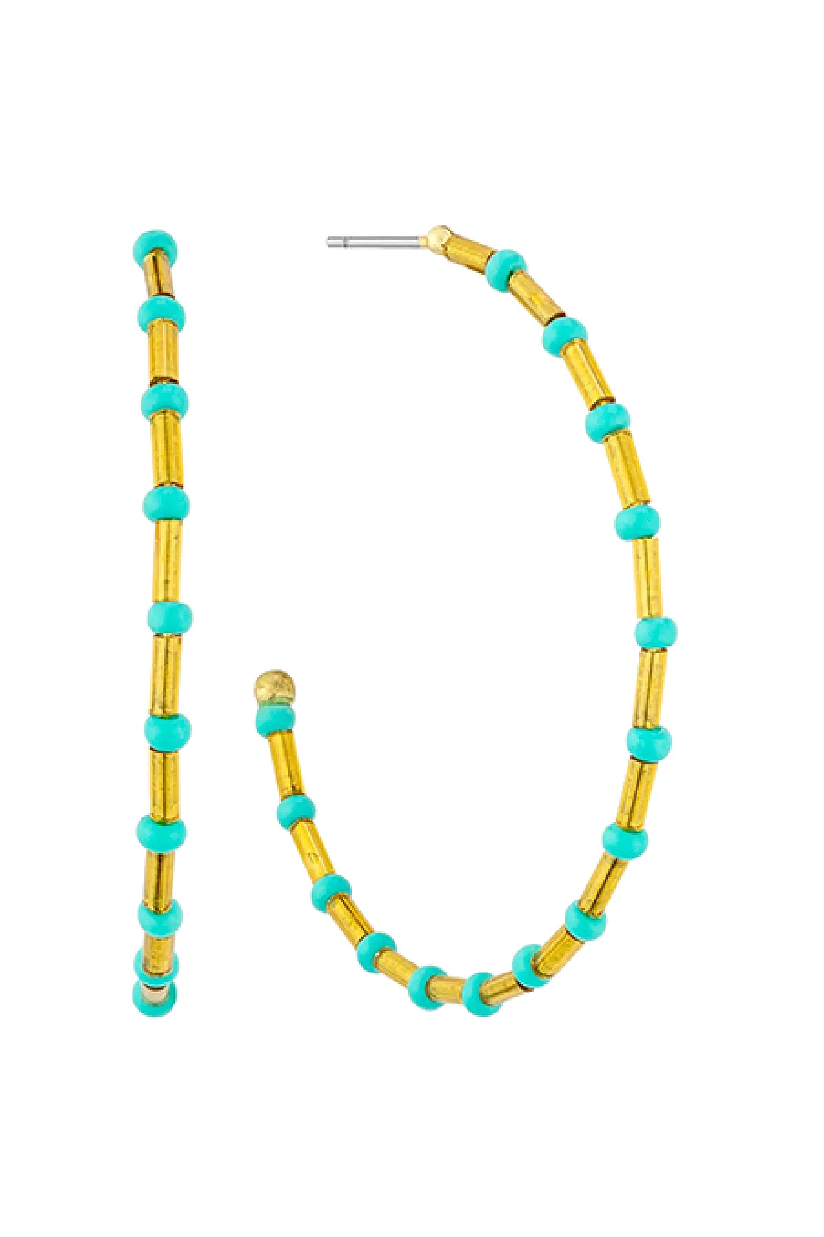 Turquoise Beaded Hoops