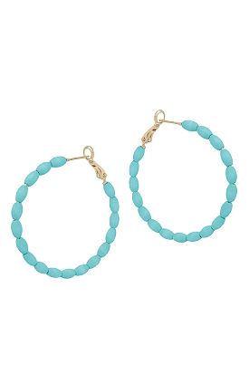 Turquoise Beaded Hoops