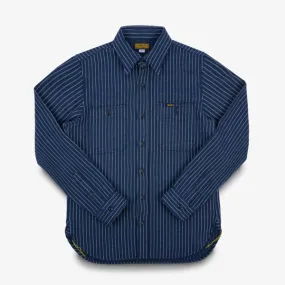 Ultra Heavy Flannel Chalk Stripe Work Shirt - Navy