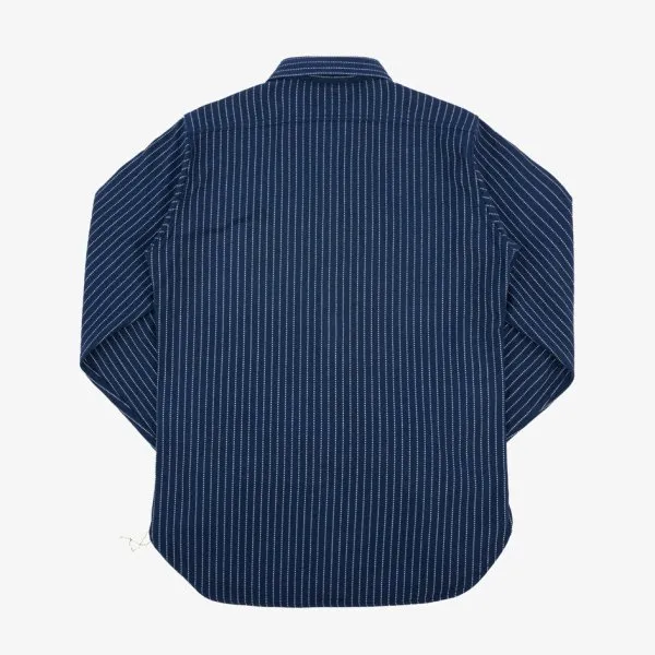 Ultra Heavy Flannel Chalk Stripe Work Shirt - Navy