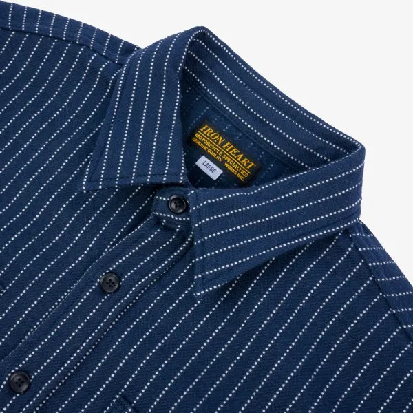 Ultra Heavy Flannel Chalk Stripe Work Shirt - Navy