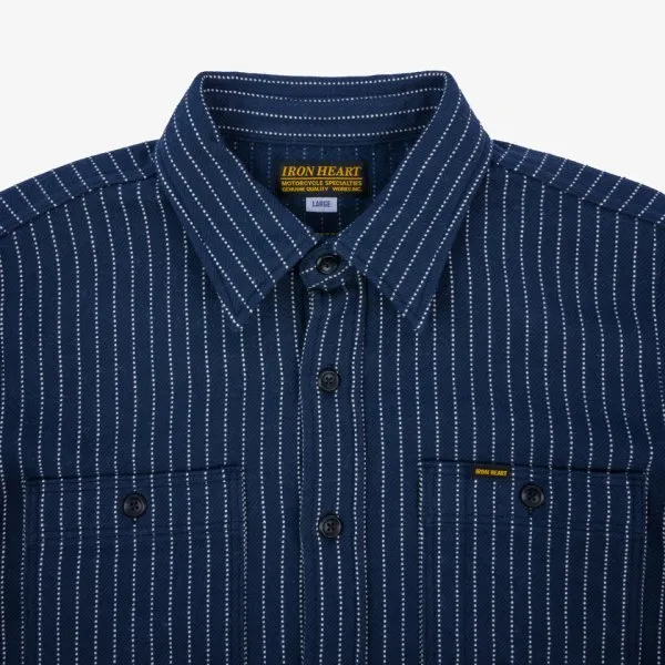 Ultra Heavy Flannel Chalk Stripe Work Shirt - Navy