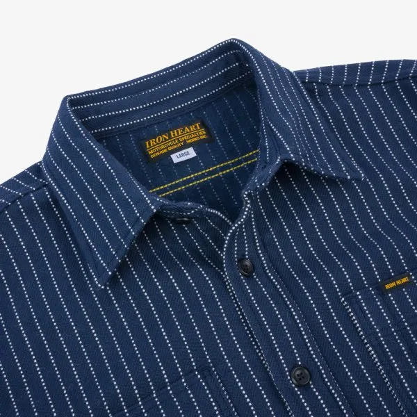 Ultra Heavy Flannel Chalk Stripe Work Shirt - Navy