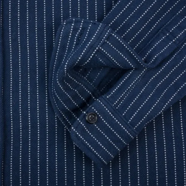 Ultra Heavy Flannel Chalk Stripe Work Shirt - Navy