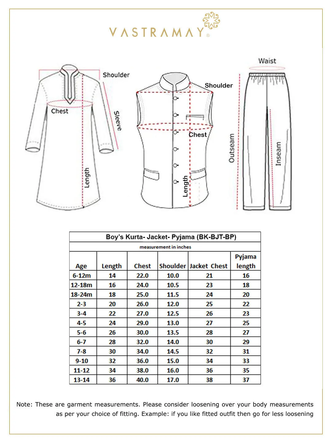 Vastramay Boys' Ethnic Print Nehru Jacket, Orange Kurta And Pyjama Set