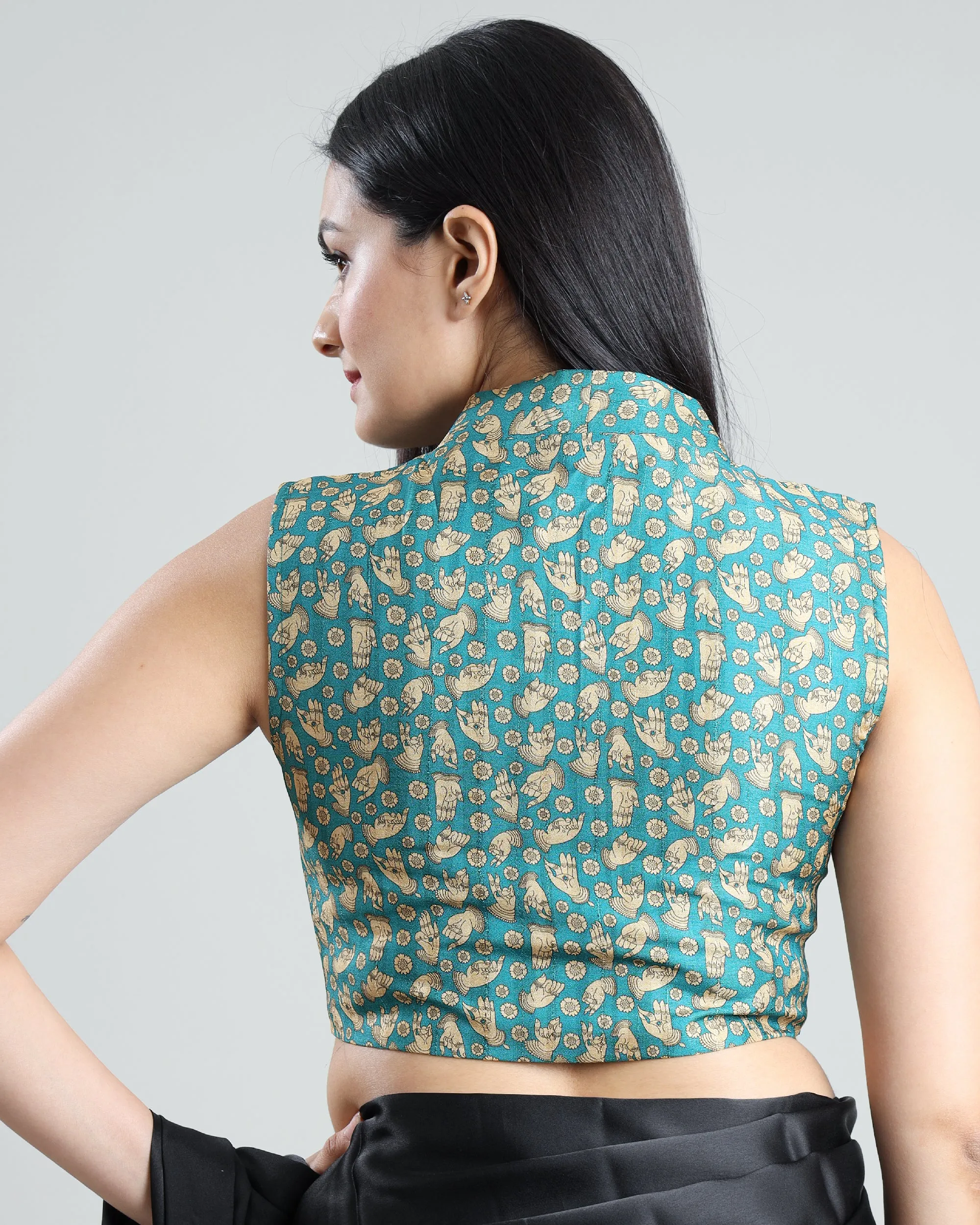 Wear Your Story: Sleeveless Kalamkari Print Silk Blouse