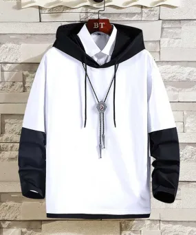 White long sleeve print pull over hoodies mix color