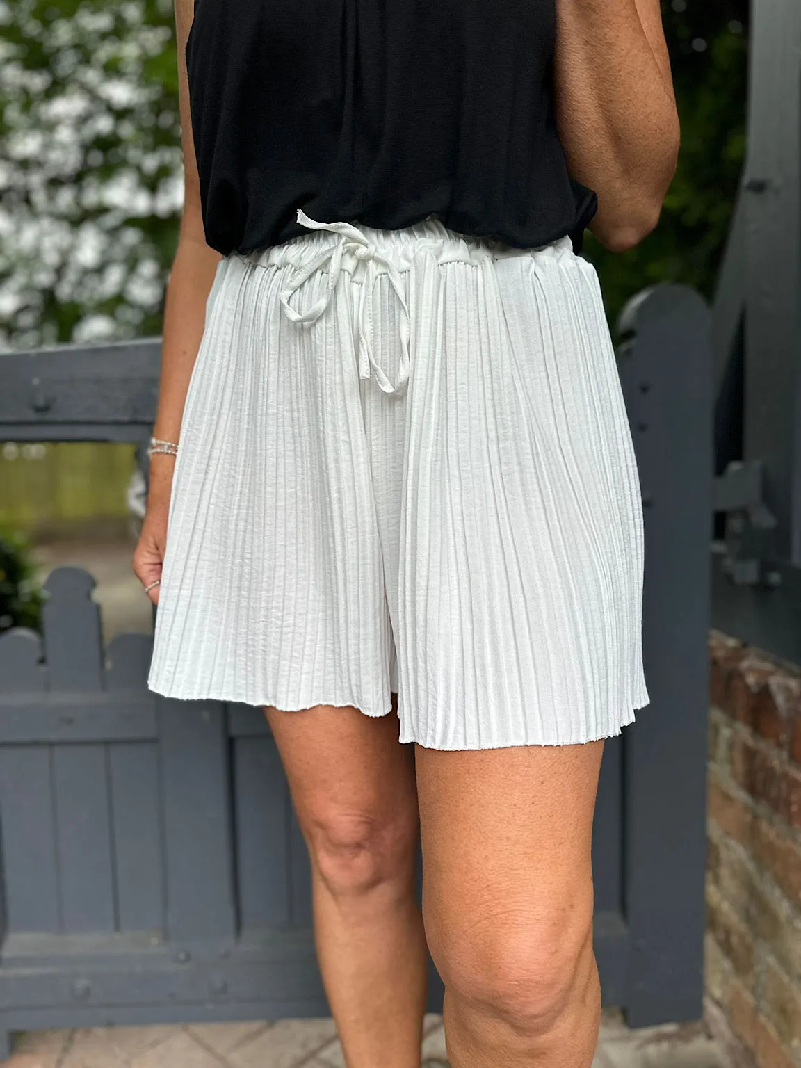 White Pleated Shorts