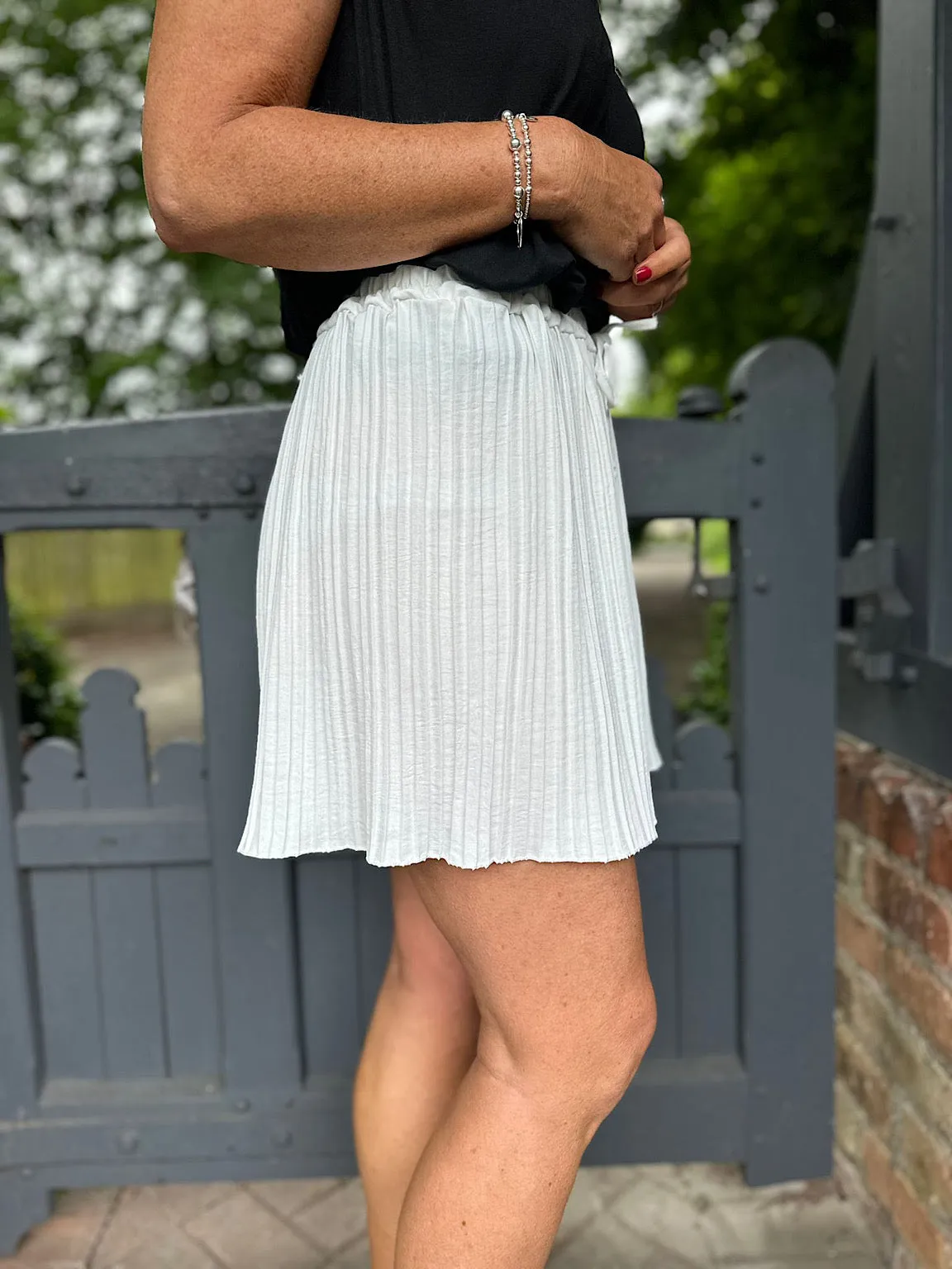 White Pleated Shorts