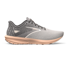 Women's Brooks Launch 10, Grey/Crystal Grey/Pale Peach, 8 B Medium