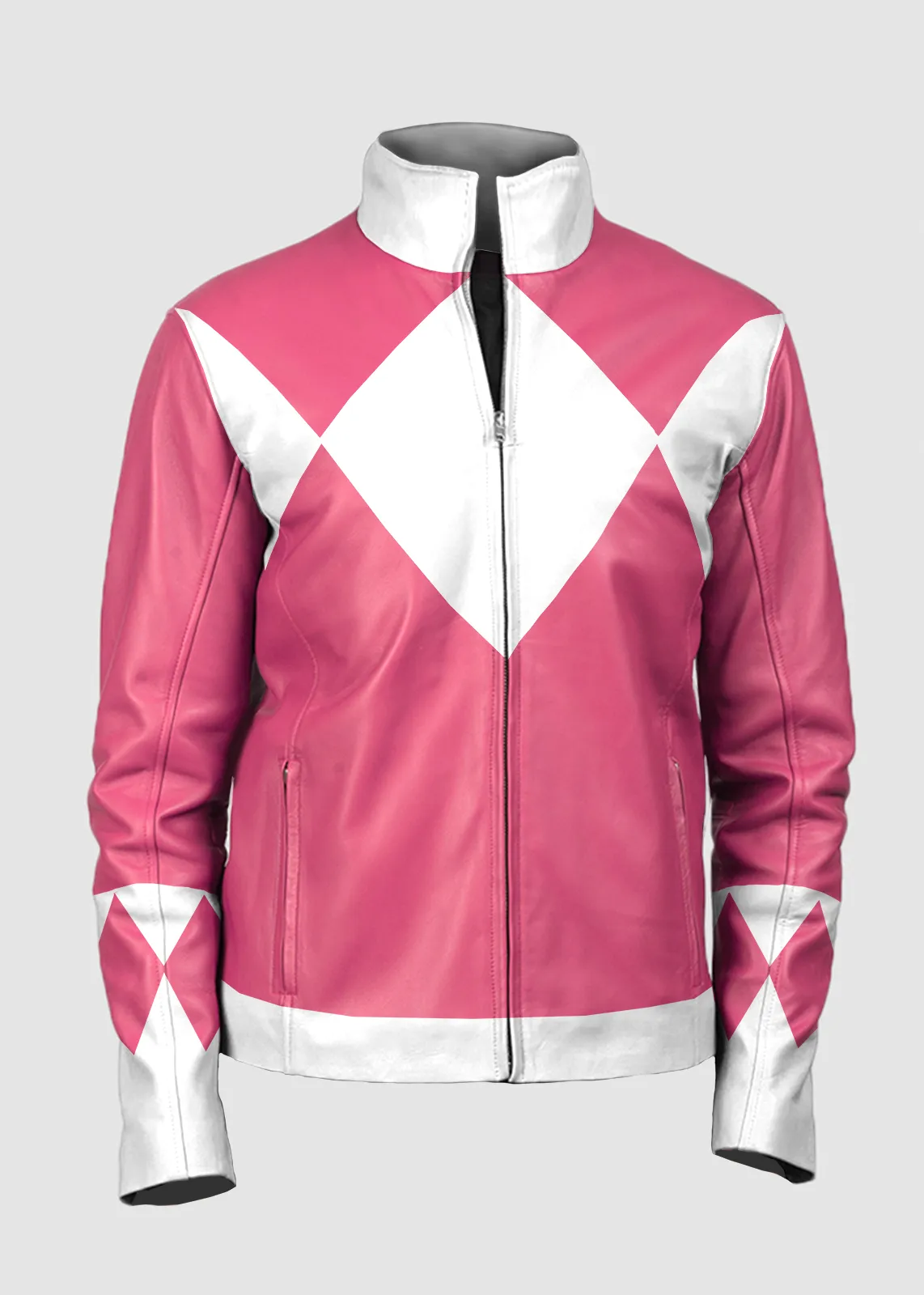 Womens Power Rangers Classic Leather Jacket - Pink