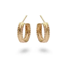 Yellow Gold Double Beaded Hoops - Ruth Tomlinson