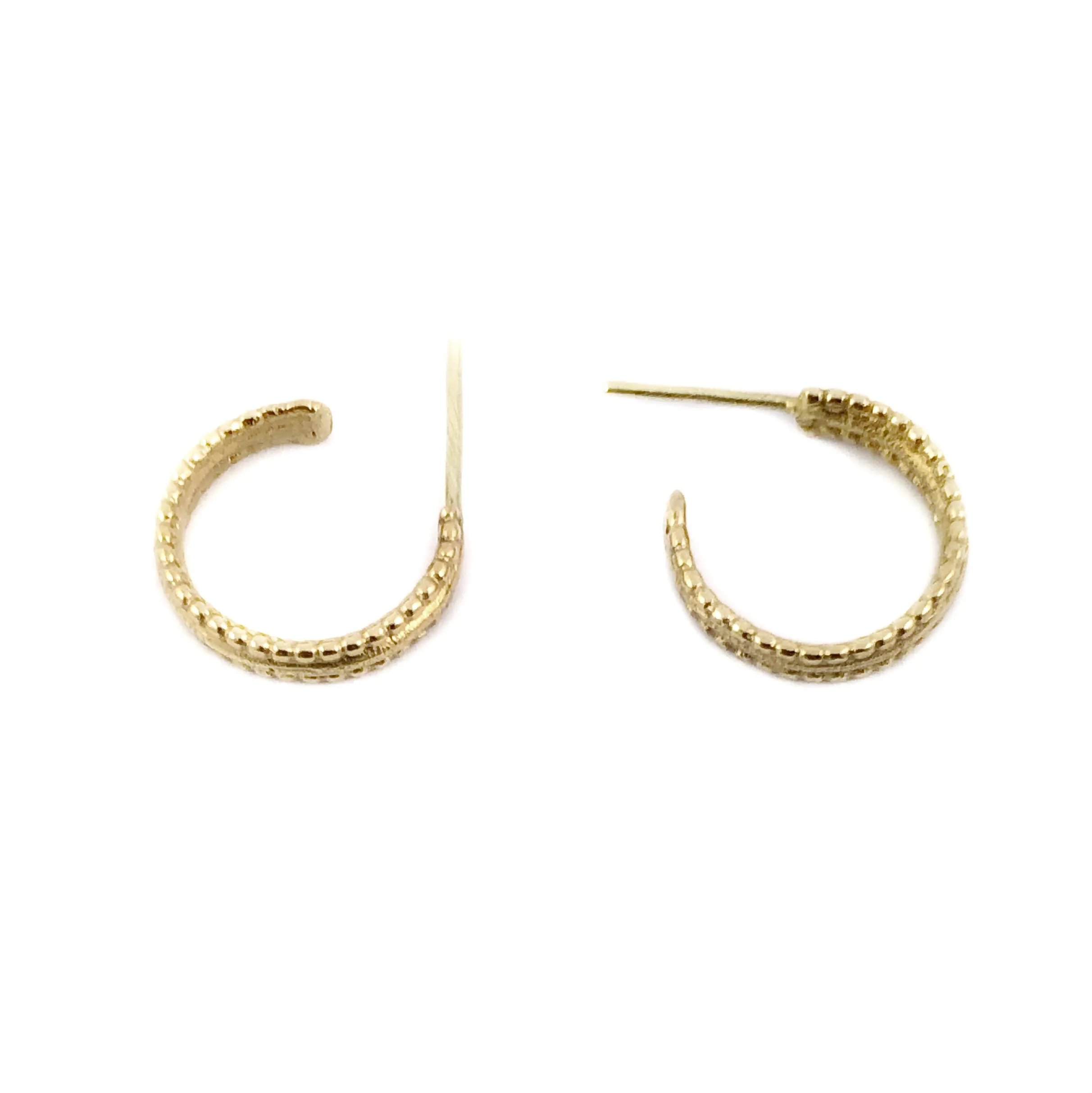 Yellow Gold Double Beaded Hoops - Ruth Tomlinson