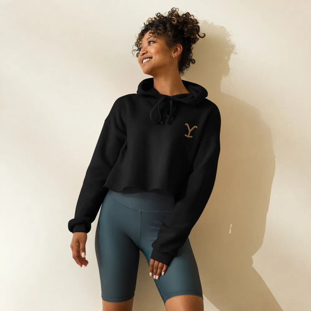 Yellowstone Logo Embroidered Crop Hoodie